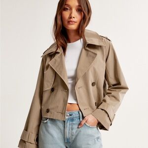 Abercrombie & Fitch Women's Beige Cropped Trench Coat